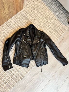 Zara Women’s Black Faux Leather Biker Jacket
